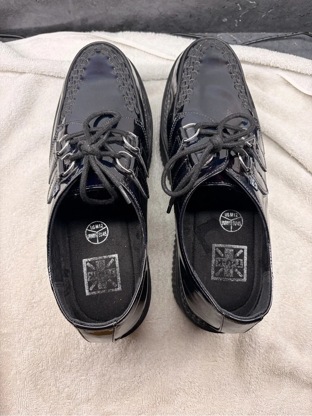 T.U.K. Footwear black patent Viva Mondo creepers men’s 12